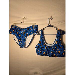 Hot Sexy Blue Animal Print Bikini Swimsuit Womens Plus Size 4X Shein New